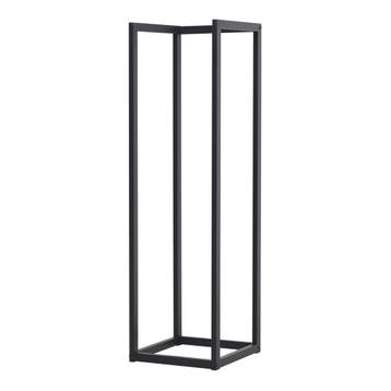 [en.casa] Brandhout rek Tanum houtopslag 35x35x120 cm zwart, Verzenden