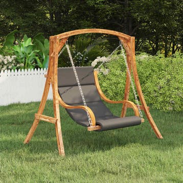 vidaXL Schommelstoel zonder schommelframe met kussen gebogen, Verzenden, Nieuw, Hout