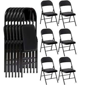 Klapstoelen - Vouwstoelen - Set van 6 - Eettafelstoelen - Zw, Verzenden, Zo goed als nieuw