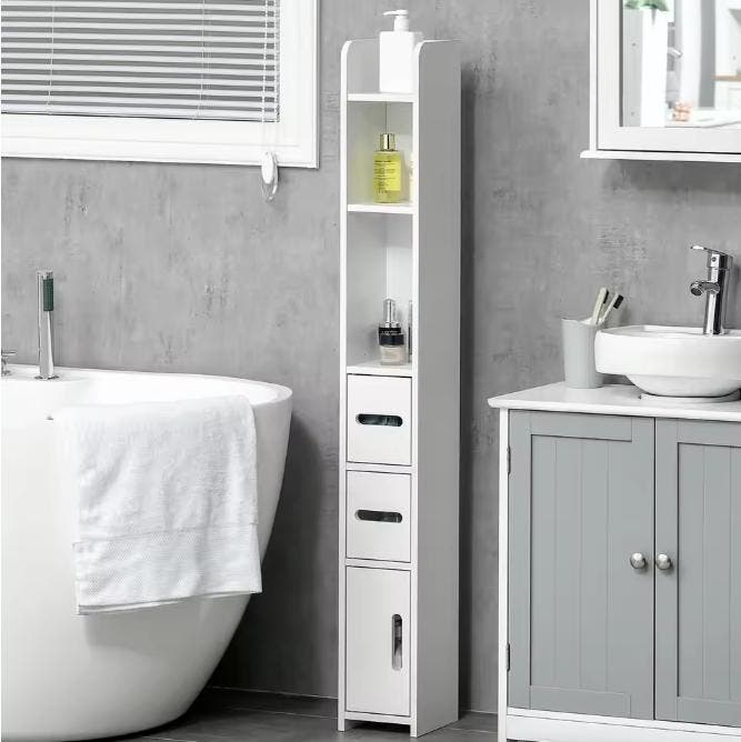Smalle Badkamerkast 120 cm – Hoge Kast met 3 Deuren, Huis en Inrichting, Badkamer | Badkamermeubels, Nieuw, Verzenden