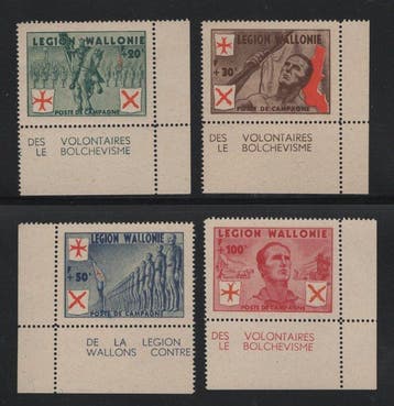 Waalse Legioen 1941 - volledige zin. - Michel I-IV, Gestempeld