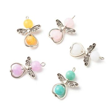 5 x Geluksengeltje mix kleuren hartje 30mm (Bedels), Ophalen of Verzenden, Nieuw, Bedel