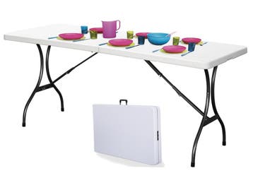 Klaptafel Wit 180cm | PE Staal | Nieuw | Laatste Stuks!, Ophalen of Verzenden, Nieuw, Rechthoekig, Kunststof