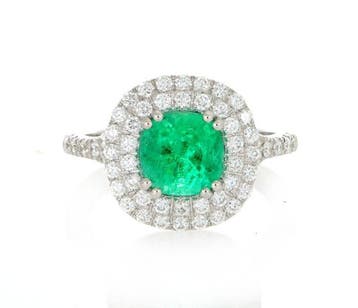 Ring - 18 karaat Witgoud - 1.91ct. tw. Smaragd - Diamant, Nieuw