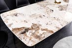 Eettafel MILANO 180cm wit Pandora keramiek zwart metalen, Huis en Inrichting, Tafels | Eettafels, Ophalen of Verzenden, Nieuw