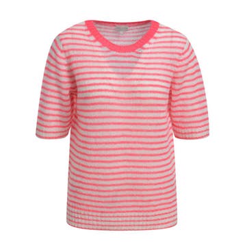 Milano Italy • gestreepte mohair trui • S, Verzenden, Roze, Maat 36 (S), Milano Italy