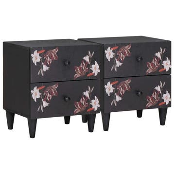 vidaXL Nachtkastje 2 pcs Bruin 40 x 33,5 x 46 cm Massief, Minder dan 45 cm, Verzenden, Nieuw, Minder dan 55 cm