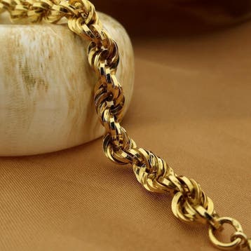 Gouden gedraaide schakel ketting, Ophalen of Verzenden, Gebruikt, Goud, Goud