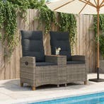 vidaXL Ligbank met tafel Grijs en Donkergrijs 126 x 65 x 112, Verzenden, Nieuw, Rotan