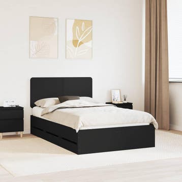 vidaXL Bedframe met lade met opslag Zwart 120 x 190 cm, Huis en Inrichting, Verzenden, Nieuw, Zwart, Hout