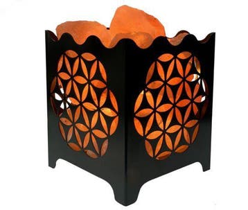 Zoutlamp - Himalaya Zoutstenen - Metalen Korfje - Geometr..., Antiek en Kunst, Ophalen of Verzenden