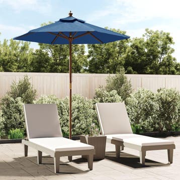vidaXL Parasol met houten paal 196x231 cm azuurblauw, Verzenden, Nieuw, 1 tot 2 meter