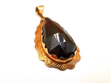 Hanger - 14 karaat Geel goud Granaat, Sieraden, Tassen en Uiterlijk, Antieke sieraden