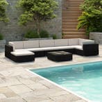 vidaXL 8-delige Loungeset met kussens poly rattan zwart, Tuin en Terras, Tuinsets en Loungesets, Verzenden, Nieuw, 8 zitplaatsen
