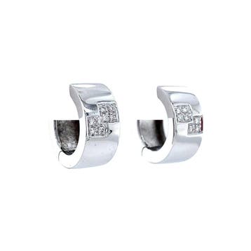 Witgouden klapcreolen met diamant 18 karaat, Sieraden, Tassen en Uiterlijk, Verzenden, Zo goed als nieuw, Goud