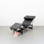 3 Cassina Le Corbusier LC4 Chaise Longue Zwart Leer - Chroom, Eenpersoons, Ophalen of Verzenden, Zo goed als nieuw, Minder dan 150 cm