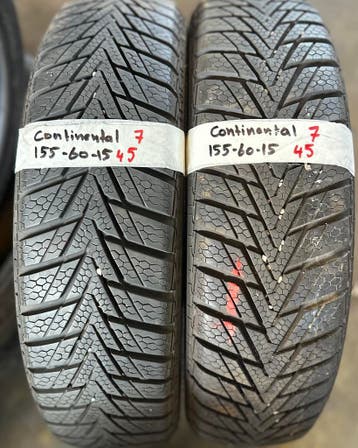 2x155-60-15 continental winter 7mm €45 per band 155 60 15, Ophalen, Gebruikt, Winterbanden, Band(en)