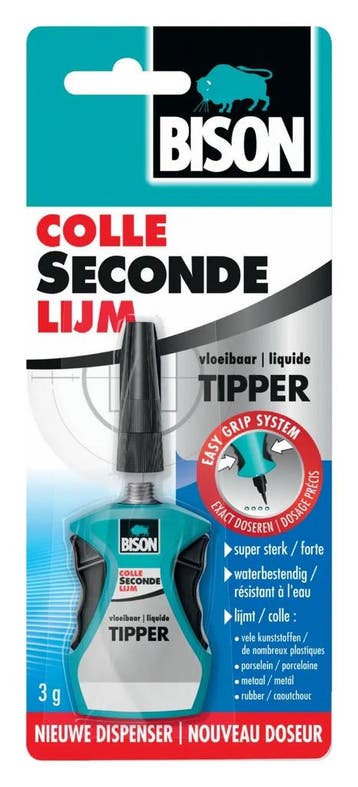 Bison secondelijm tipper vloeibaar 3 gr, blister, Verzenden, Nieuw