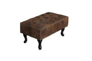 Chesterfield voetenbank 80cm antiek bruin met knoopstiksels, Huis en Inrichting, Banken | Voetenbanken en Poefen, Ophalen of Verzenden