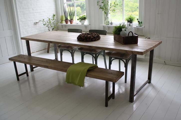 Industriële tafel, Medellin, Huis en Inrichting, Tafels | Eettafels, Nieuw, Overige houtsoorten, Metaal, Ophalen of Verzenden