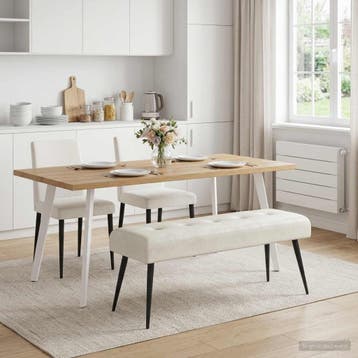 vidaXL Bank met knoopverstelling Crèmekleurig 110 x 40 x 46, Huis en Inrichting, Banken | Bankstellen, Verzenden, Nieuw, Stof