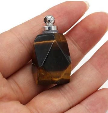 Gedenk hanger mini urn edelsteen Tijger oog (Bedels), Ophalen of Verzenden, Nieuw, Kraal