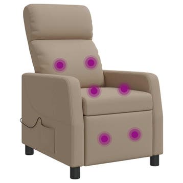vidaXL Massage Recliner Cappuccino Kunstleer, Verzenden, Nieuw