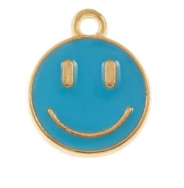 2 x Bedel Enamel light gold Smiley 14,5 x 12mm oogje: 1,5..., Ophalen of Verzenden, Nieuw, Kraal