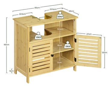 Vrijstaande badkamerkast onder wastafel met lamellendeur, Huis en Inrichting, Badkamer | Badkamermeubels, Verzenden, Nieuw