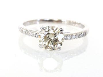Zonder minimumprijs - Verlovingsring - 14 karaat Witgoud -, Sieraden, Tassen en Uiterlijk, Antieke sieraden