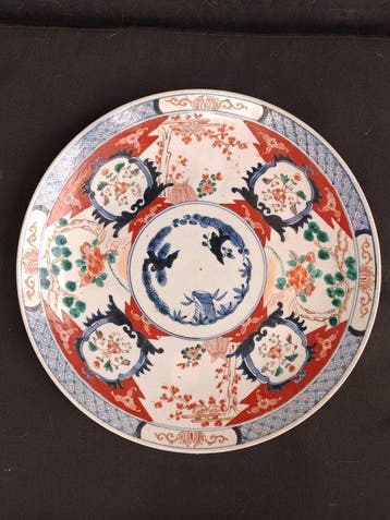 Grote antieke Japanse Arita-Imari-schotel - Porselein -