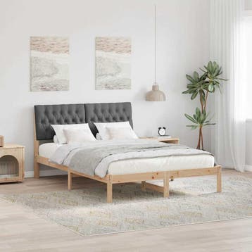 vidaXL Bedframe met Gevoerd Hoofdgedeelte Bruin 160 x 200 cm, Verzenden, Nieuw, Bruin, Hout