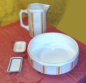 Art Deco Drieluik (4) - Terraglia Forte Lavenite - 1886-1924
