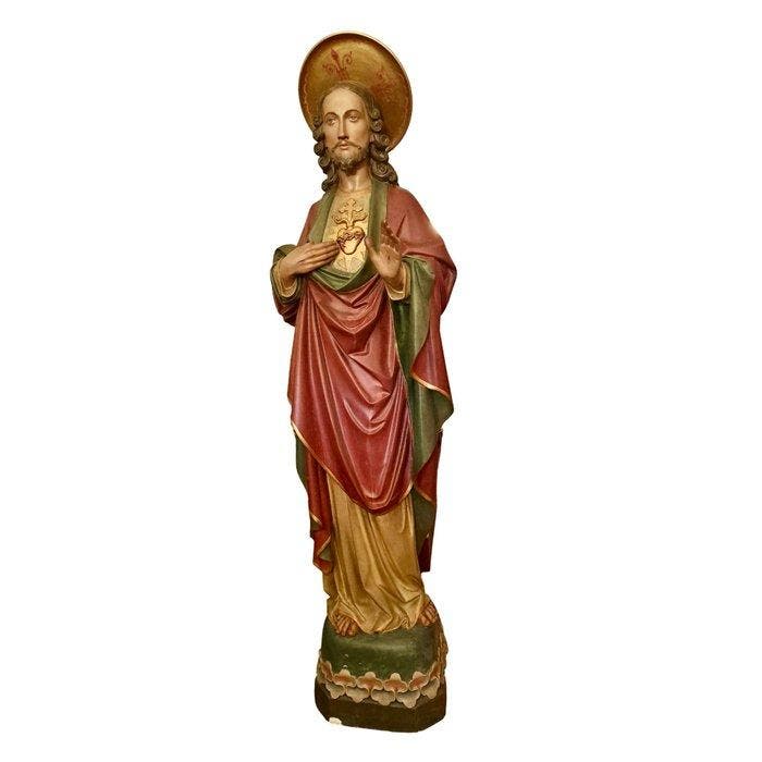Handbeschilderd Kerk Beeld - Jezus Christ met Auriool - 148, Antiek en Kunst, Kunst | Niet-Westerse kunst