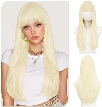 Synthetische Pruik Blond | Met Pony | Laatste Stuk!, Ophalen of Verzenden, Zo goed als nieuw