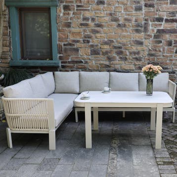 Veneto dining hoek loungeset 3 delig aluminium latte zand, Ophalen of Verzenden, Nieuw, Aluminium
