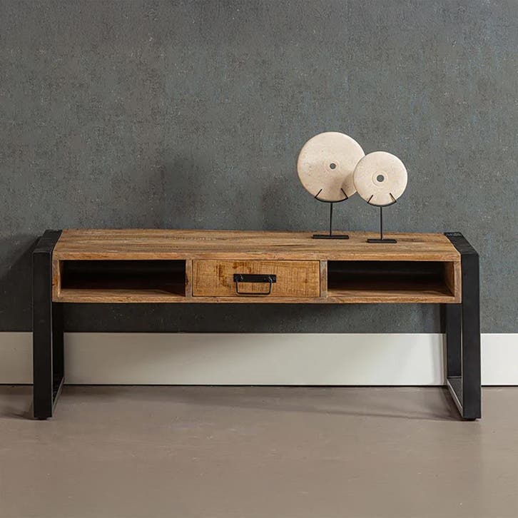 Salontafel Mangohout Britt 120 cm, Huis en Inrichting, Tafels | Salontafels, Nieuw, Overige houtsoorten, Overige vormen, Verzenden