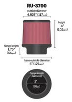 K&N Universal Rubber Filter Round Tapered 4.625in Top OD x, Ophalen of Verzenden, Nieuw