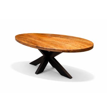 Salontafel Silvia Ovaal 110x70cm Mango Honey brown, Huis en Inrichting, Tafels | Salontafels, Ophalen of Verzenden, Nieuw