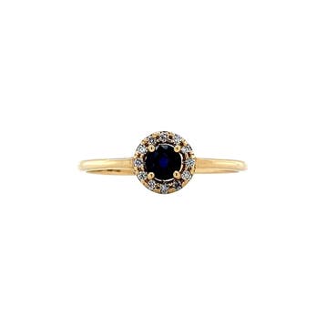 Gouden entourage ring met saffier en diamant 14 karaat*, Verzenden, Zo goed als nieuw, Goud