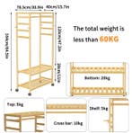 Rollend Bamboe Kledingrek – Open Kast met Stang en 4 Haken, Huis en Inrichting, Verzenden, Nieuw