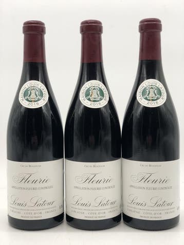 3 x 75cl Fleurie Louis Latour 2016 (Beaujolais, rood), Verzamelen, Wijnen, Ophalen of Verzenden, Nieuw, Frankrijk, Rode wijn