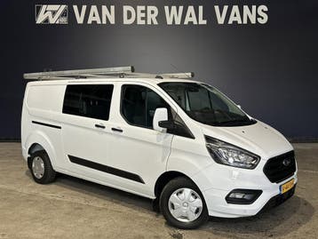 Ford Transit Custom 2.0 TDCI 130pk L2H1 Dubbele Cabine Inric, Stof, Gebruikt, Wit, Dealer onderhouden