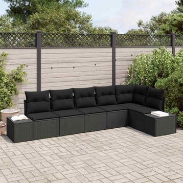vidaXL Tuin Sofa Set 6 st Zwart poly rattan, Tuin en Terras, Tuinsets en Loungesets, Verzenden, Nieuw, Rotan, 6 zitplaatsen