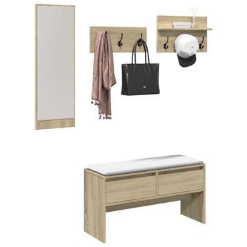 vidaXL 4-delige Garderobe set bewerkt hout sonoma, Verzenden, Nieuw