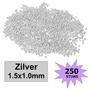Fako Bijoux - Knijpkralen - Crimp Beads - Metaal - 1.5x1mm -, Verzenden, Nieuw