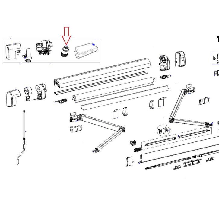 Thule Crank Pin 12V Motor, Caravans en Kamperen, Voortenten en Luifels, Nieuw, Thule, Ophalen of Verzenden