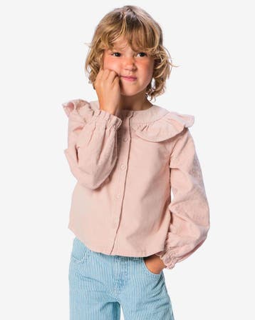 HEMA Kinderblouse corduroy bloemen lichtroze, Verzenden, Nieuw
