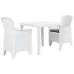vidaXL 3-delige Bistroset rattan-look kunststof wit, Verzenden, Nieuw, Textileen, 2 zitplaatsen