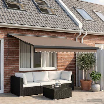 vidaXL Uitschuifbare luifel Taupe 450 × 300 cm Canvas en, Verzenden, Nieuw